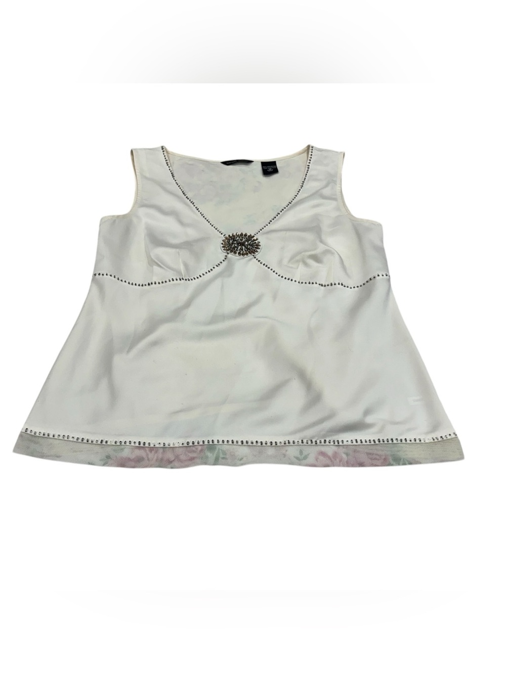 Women’s White Embellished Tank Top